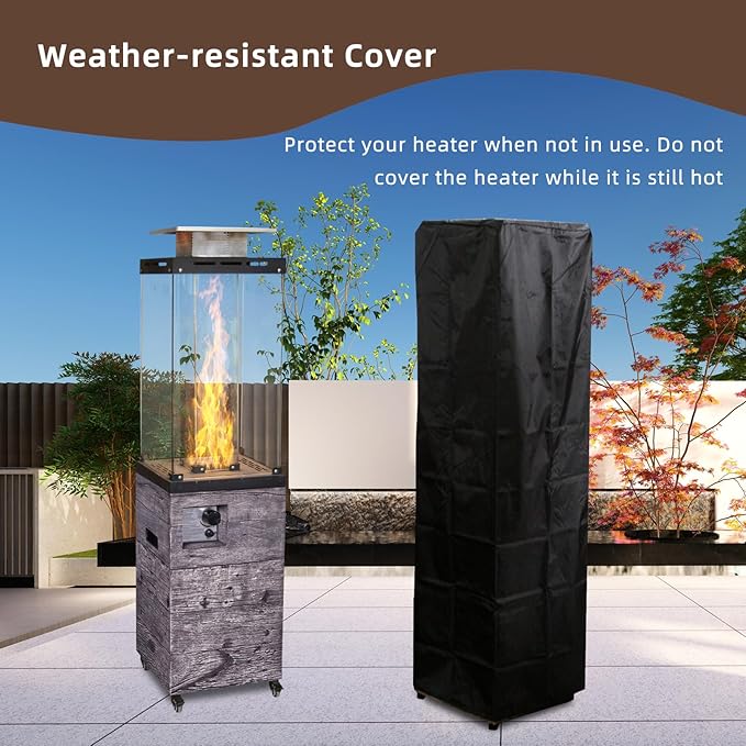 Outdoor Patio Propane Fire Heater with Weather Cover Glass 41000 BTU Fireplace Patented & CSA Certificated, Gray