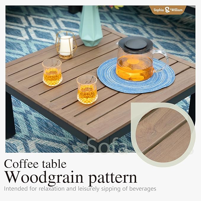 Sophia & William Outdoor Patio Furniture Set, Metal Sectional Sofa Set Patio Conversation Set with Cushions-2 x Single Sofa