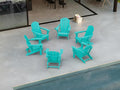 Ciokea Folding Adirondack Chair 6 Pack, Patio Adirondack Chair Weather Resistant, Plastic Fire Pit Chair with Cup Holder, Lawn Chair for Outdoor Porch Garden Backyard Deck (Lake Blue)