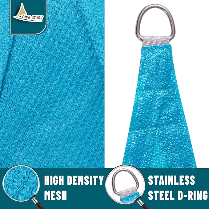 LOVE STORY Custom Size 9'x12'x15' Turquoise Blue Sun Shade Sail Right Triangle Sunhsade Fabric Awning Canopy for Patio Backyard Carport Pergola (Customized)