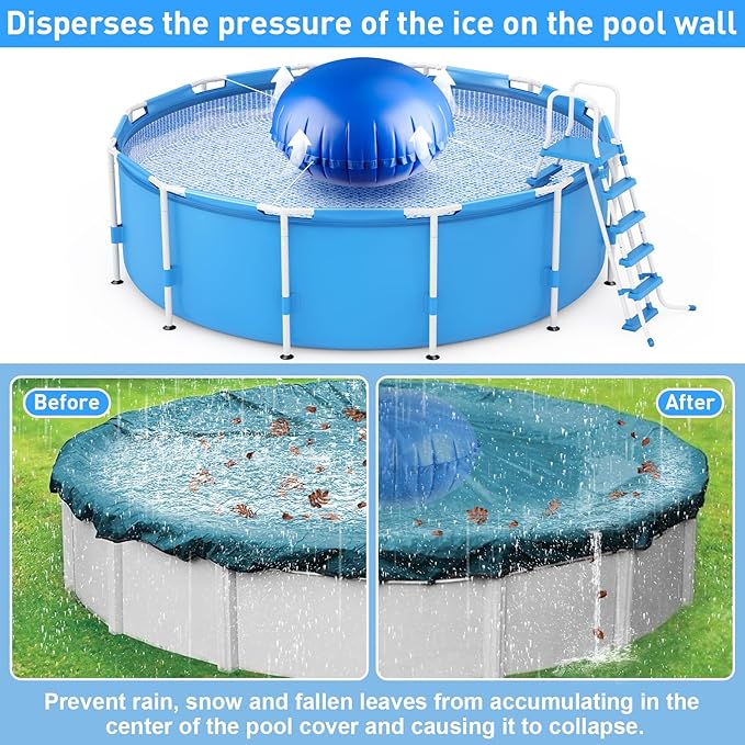 COCHIE 5' x 5' Pool Pillows for Above Ground Pools, Ultra-Thick Cold-Resistant Pool Air Pillow, Winter Closing PVC Ice Equalizer Air Pillows Covers with Rope for Winterizing Support Pools