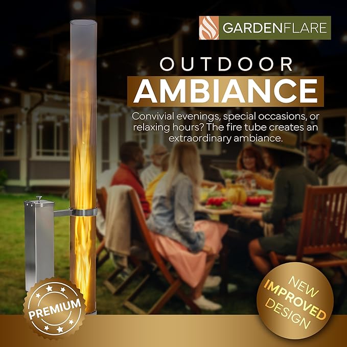 Smokeless Fire Pit - Outdoor Wood Pellet Fire Tube Stainless Steel firepit for Ambience Fire on Your Backyard, Patio, Porch & Garden (Silver, Premium)