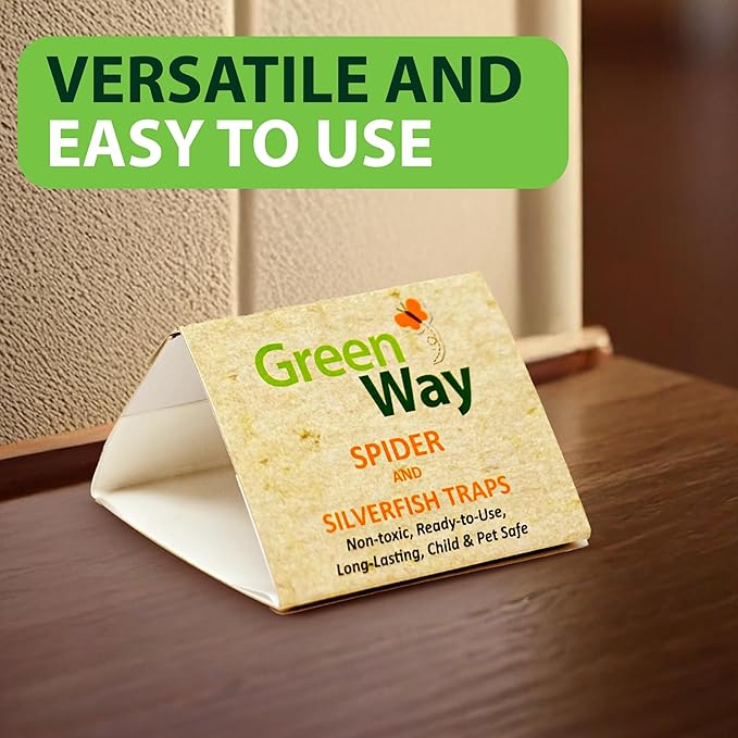 Greenway Silverfish and Spider Traps, Non-Toxic Indoor with High-Strength Glue for Safe, Effective Home Protection, 1 Pack (Includes 6 Traps)