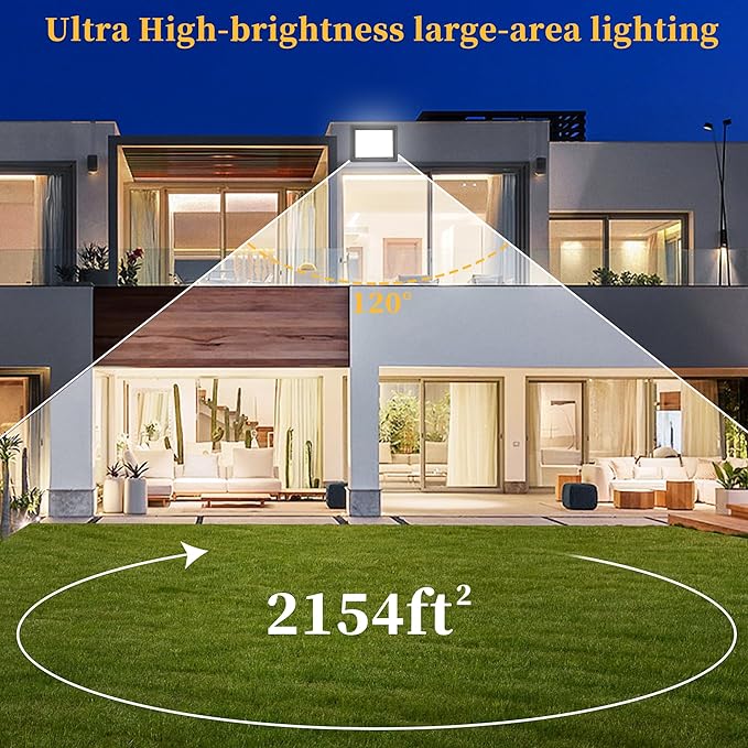 2 Pack 150W LED Flood Lights Outdoor, IP66 Waterproof 15000 LM Super Bright Outdoor Security Lights, Wired LED Work Light with Plug, 6000K Daylight White Floodlights for Garage,Yard,Garden,Patio