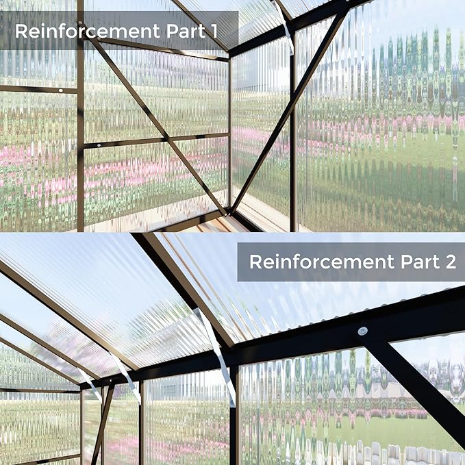8 x 14 FT Aluminum Large Walk-in Greenhouse for Outdoors, Gray Polycarbonate Garden