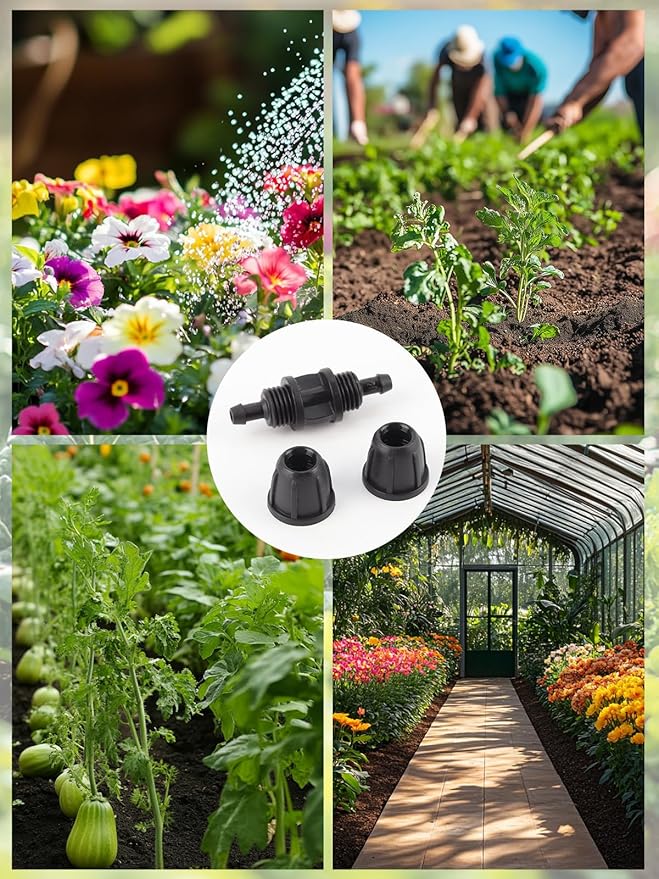 Kalolary 30PCS Drip Irrigation Fittings 1/4" Irrigation Tubing Coupling Lock Barbed Coupling for Drip Irrigation Tubing Anti-Drop Irrigation Coupling for Garden Drip Irrigation Parts