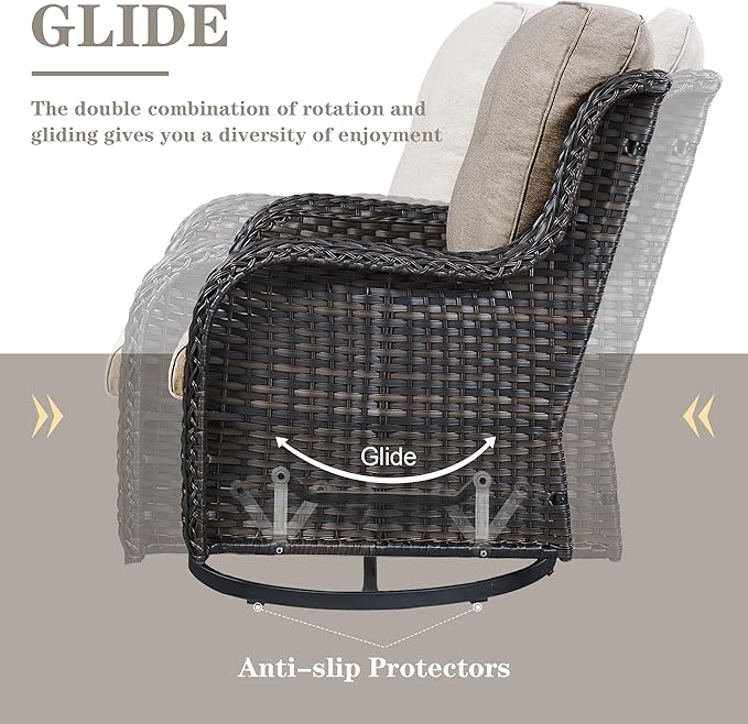 Belord Outdoor Swivel Rcoker Patio Chairs - Outdoor Swivel Patio Chairs Set of 2 Wicker Chair Patio Furniture Sets with Covered Cushion for Porch Deck Balcony Garden, Gray
