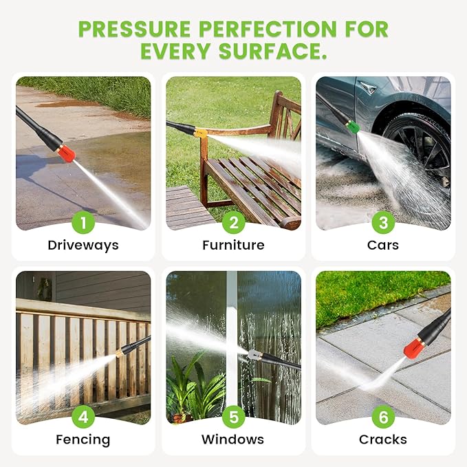 Imdot Electric Pressure Washer 5000 PSI 3.8GPM Power Washer with 33FT Hose and 4 Nozzles for Cars/Fences/Driveways/Home/Patios Cleaning, Green