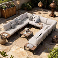 Sophia & William 9PCS Patio Furniture Set, Metal Outdoor Sectional Sofa Patio Conversation Set-2 Single Sofa with Side Table, 4 Single Couch, 2 Loveseat, 1 Tea Table