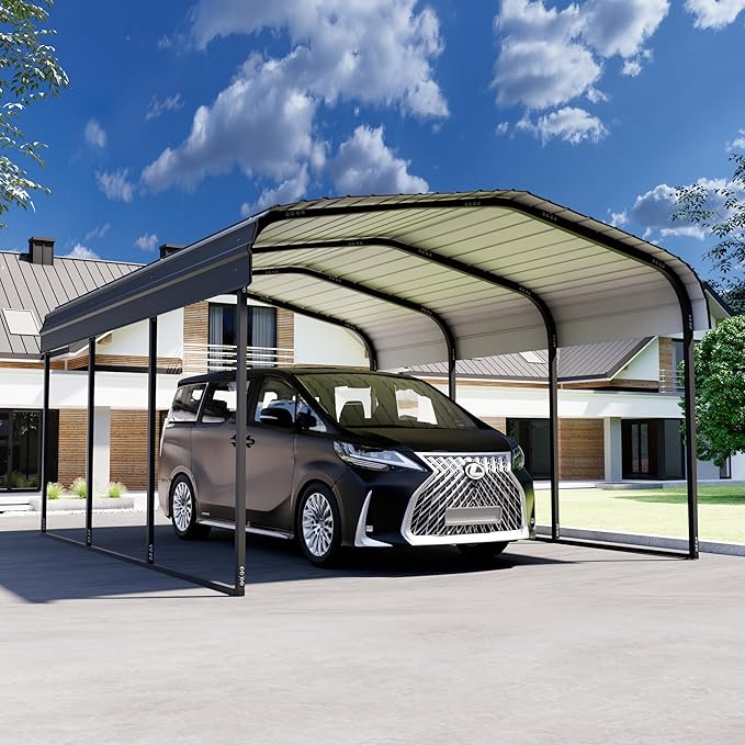 Royal Windsor Metal Carport 10x15 FT Heavy Duty Car Port, Outdoor Storage Garage Metal Canopy Multi-Use Shed for Car and Truck, Carport Kit with Galvanized Steel Roof Building and Frame