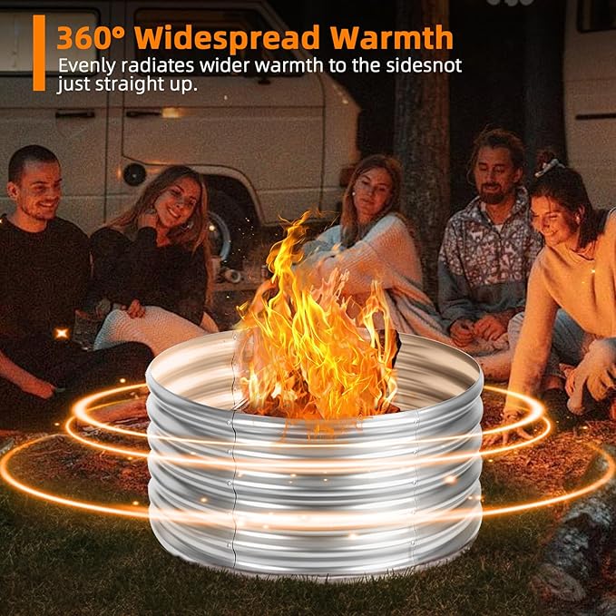 36 inch Fire Pit Ring, Galvanized Fire Ring 1.5ft high, Wood Burning Fire Pits Ring, Outdoor Fireplace Height 24 Inch, Round Camp Fire Ring, Bonfire Pit for Camping, Backyard (3x3x1.5FT)