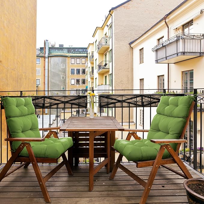 EAGLE PEAK Tufted Outdoor/Indoor High Back Patio Chair Cushions, Set of 2, Green