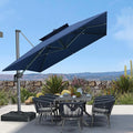 PURPLE LEAF Cantilever Umbrella Outdoor 10' X 13' Double Top Large Rectangle Heavy Duty 360° Rotation Offset Sun Shade Umbrella for Garden Patio Deck Pool Backyard Spectrum Indigo