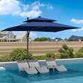 9' X 12' Cantilever Patio Umbrella Double Top Rectangular Outdoor Large Offset Umbrellas with 7 Tilts Adjustable 360°Rotation for Deck Pool Garden Backyard, Navy