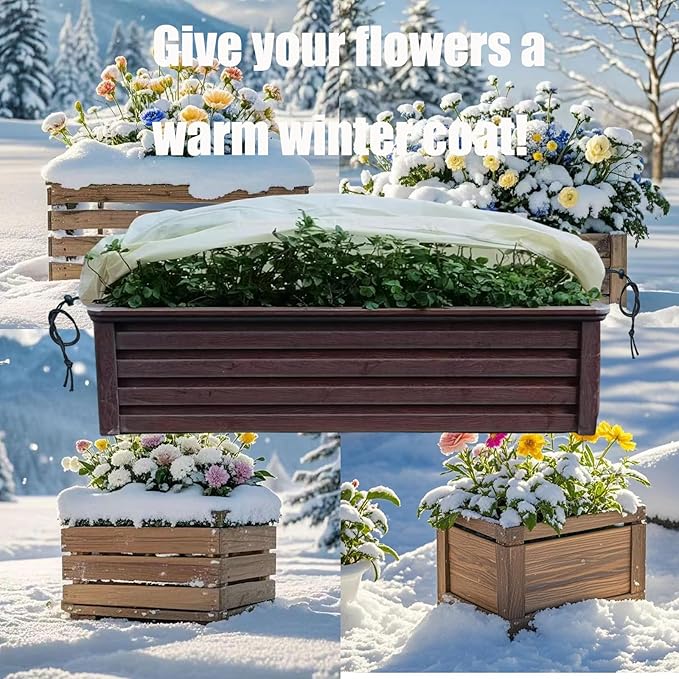 EJW Planter Cover, Frost Cloth,59'' x 17''x 15.7'',Planter Covers for Winter, Garden Covers for Winter, Raised Bed Cover,Frost Cloths for Outdoor Plants,Plant Covers Freeze Protection, 4 Pack