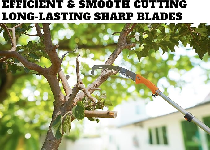 7-24 ft Pole Saw for Tree Trimming // Manual Telescopic Long Pole Tree Trimmer // Tree Trimming Saw with Extension Pole // The Ultimate Telescoping Palm Tree Pruner Long Pole Saw