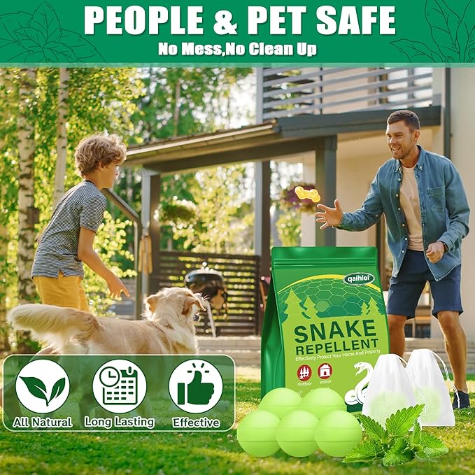 Snake Repellent for Yard Powerful - 48 Pack Moth Balls for Snakes, Keep Snake Away Repellent from Indoor & Outdoor, Pet Safe Snake be Gone for Home Lawn Garden to Repels Snakes and Other Pests