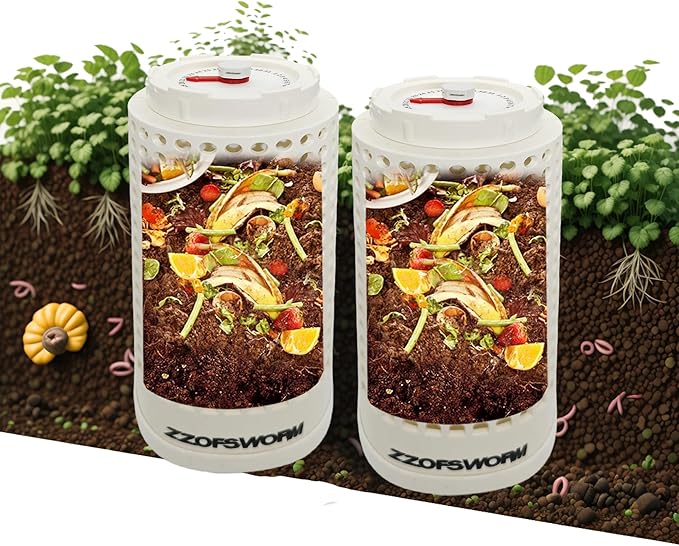 Inground Worm Farm Compost Bin Outdoor with Time Pointer for Composting System Decomposing Kitchen Waste and Raised Garden Beds (Middle)