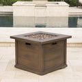 Outdoor Propane Fire Pit Table for Outside Patio, 32 Inch MGO Fire Pit Table, Square Gas Fire Pit for Garden, Poolside, Backyard, 40,000 BTU, Tank Inside, Dark Brown