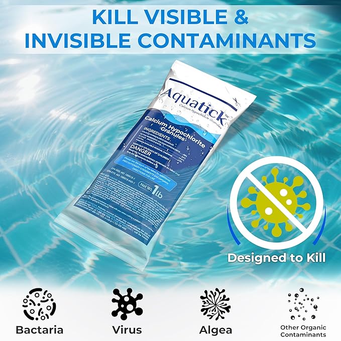 2 Pack Pro-Grade Chlorine Pool Shock, 68% Cal-Hypo Granular Sanitizer, Prevents Bacteria & Algae, Restores Crystal Clear Water - Shock Treatment, Swimming Pool Chemical - 2lb