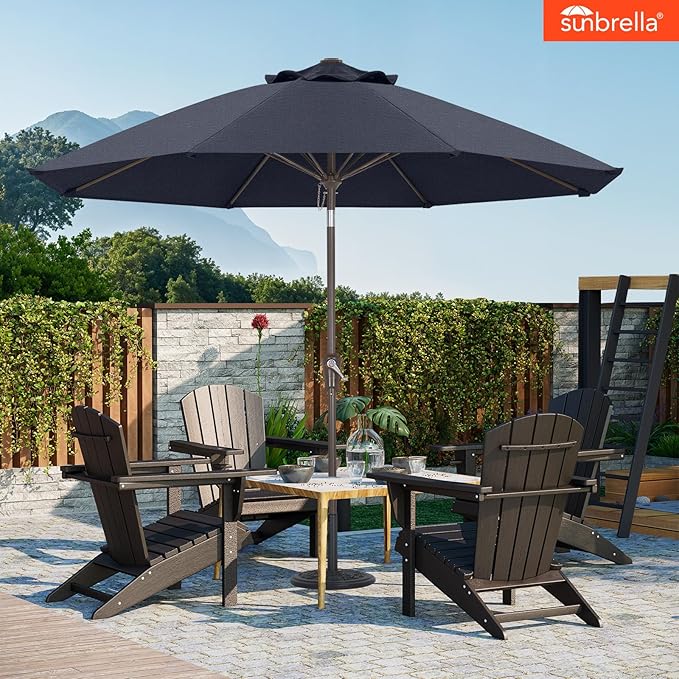 ABCCANOPY 10-Year No Fading 9FT Patio Umbrella, Acrylic Outdoor Table Umbrella with 8 Sturdy Ribs for Deck, Backyard, Garden, Yard (Navy Blue)