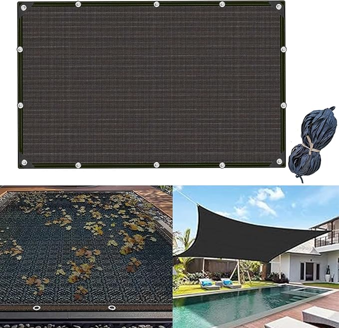 18x36 FT Pool Leaf Net Cover for Inground Pools, Rectangle Pool Net Cover for Above Ground Pools, Swimming Pool Accessories for Pool, Multi-Function Sun Shade for Patio, Garden