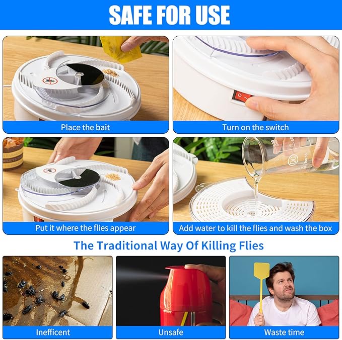 Electric Fly Trap Pest Device Gnat Flying Insect Trap Automatic Indoor Fly Catcher Pest Traps Reject Control Catcher Insect Repellents Tools for Patios Ranch(2 Pcs)