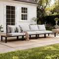 Sophia & William 3 Pieces Outdoor Patio Furniture Set, Metal Sectional Sofa Set Patio Conversation Set with Cushions-2 x Single Sofa with Side Table, 1 x Loveseat