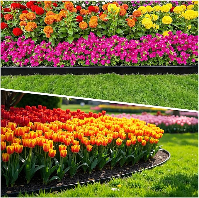 200ft,1.5in Tall Landscape Edging Kit with 300 Metal Spikes, No-Dig Flexible Plastic Edge Border for Landscaping, Lawn,Garden,Flower Beds,Yard,Paver,Playground, Fence,Pathway,Black,3pack, 66.7ft Each