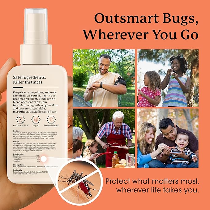 MAYDAY Tick & Mosquito Repellent – Deet-Free with Essential Oils – Geranium, Lemongrass & Rosemary – 3.4 oz (100 ml) – Mosquito and Tick Repellent