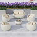 TWT 6-Piece Aluminum Patio Furniture Set, Olefin Rope Modern Outdoor Conversation Set Sectional Sofa with Water Repellent Thick Cushions and Coffee Table for Balcony, Garden, Beige