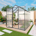 KEIKI Walk-in 6x6 FT Polycarbonate Greenhouse, Aluminum Frame Outdoor Greenhouse with Roof Vent, Anchor Base & UV-Blocking Panels for Backyard Gardening, Black