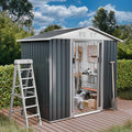 Outdoor Sheds 6FT x 4FT Outdoor Storage, Metal Anti-Corrosion Utility Tool House with Lockable Door & Shutter Vents，Outdoor Waterproof Garden Tool Metal Storage Sheds（Grey）