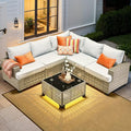 HOOOWOOO Outdoor Sectional Patio Furniture Set,6 Pieces Wicker Conversation Sets L Shaped Couch,Extra Deep Out Door Sofa Outside Furniture,Light Grey