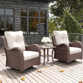 LayinSun 3 Pieces Outdoor Patio Furniture Set, Rattan Wicker Swivel Rocker Chairs Sets with Swivel Glider Chairs and Coffee Table