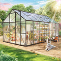 Wanan 14x8FT Greenhouses for Outdoors, Quick Assembly Polycarbonate Green House with UV Protection, Windproof Aluminum Frame Heavy Duty, Adjustable Roof Vent for Backyard or Outdoor Garden Use