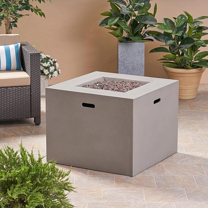 Propane Fire Pit Table, 31 Inch Firepits for Outside, Square Gas Fire Pit for Outside Patio, Propane Fire Table, 40000BTU, Light Gray