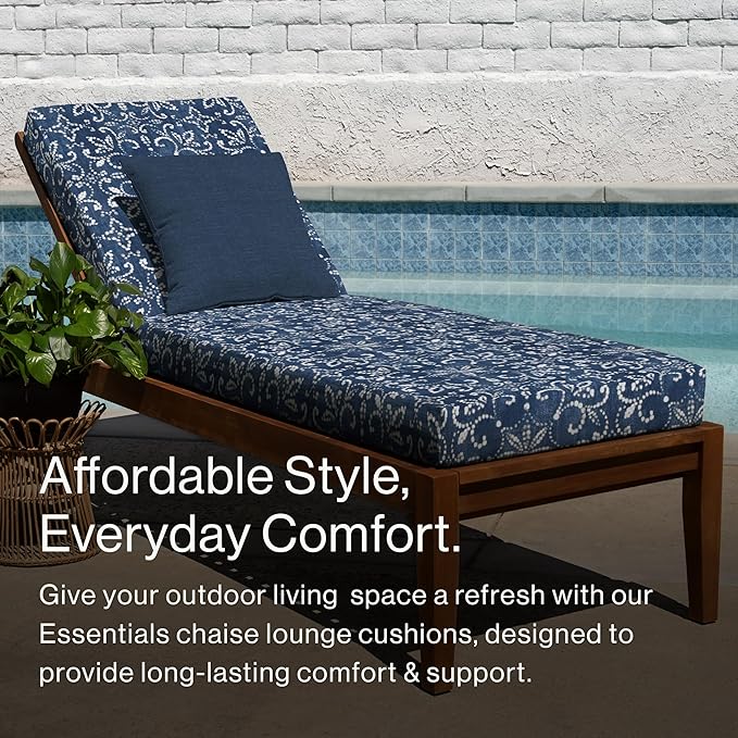 Honeycomb Outdoor Essentials Chaise Lounge, 21 x 70, Boheme Chair Cushion for Patio Furniture