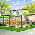 8×10FT Green Houses for Outside , Walk in Polycarbonate Greenhouse for Outdoors, Greenhouse Kit with Endurance PC Transparent Panels, Withstands Wind and Snow to Protect Vegetable or Plants