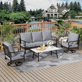 Patio Furniture Set with Coffee Table, Outdoor Conversation Set with 2 x Swivel Chairs, 1 x 3-Seat Sofa for Lawn Garden Backyard, Grey