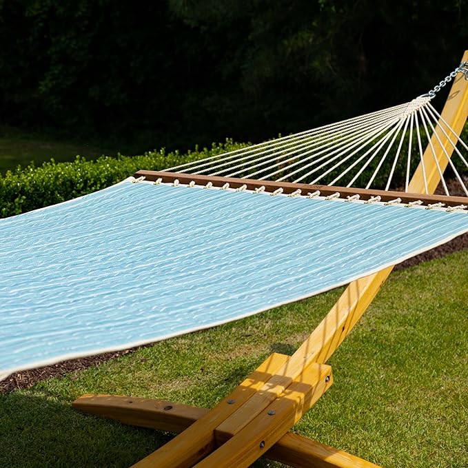 Nags Head Hammocks Harborview Surfside Bella Dura Quilted Hammock, Constructed of Durable Fabrics, Cumaru Spreader Bar, Rolled Rim Grommets, Galvanized Hardware, Handcrafted in The Carolinas