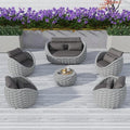 TWT Aluminum Outdoor Patio Furniture Set with Coffee Table, 6 Piece Patio Conversation Sets with Washable Cushions Covers, Patio Sectional Furniture Set for Porch, Balcony, Deck, Yard