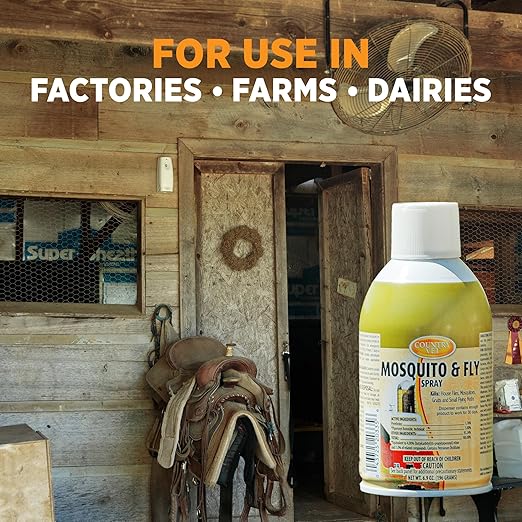 Country Vet Mosquito+Fly Metered Spray Refill (Case of 12) & Automatic Metered Dispenser (Case of 12) - 342033CVA - Great for Barns, Stables, Farms, Stalls and Outdoor Insect/Fly Prevention