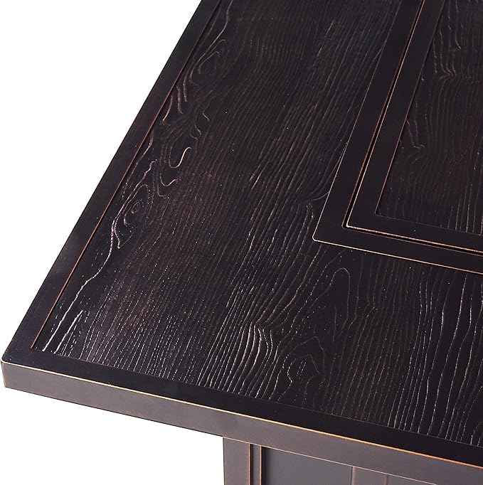 Oakland Living AZCAVE-FPT-AC Aluminum 42 in. Square Propane Beads, Lid and Fabric Cover Finish Outdoor fire Table, Antique Copper