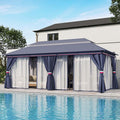 LAUSAINT HOME Gazebo 10x20ft, Heavy Duty Patio Gazebo with Expansion Bolts, Party Canopy Tent with Double Roofs, Mosquito Nettings and Privacy Screens for Backyard, Garden, Lawn, Classic Blue