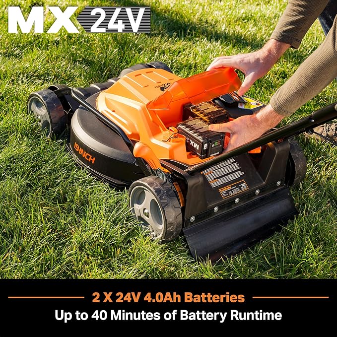 LawnMaster CLMF4819X 19-inch Brushless Cordless Lawn Mower with 2X24V MAX* 4.0Ah Battery and a Dual Charger 6 Cutting Position
