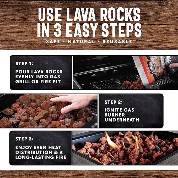 7 Lb. Bag of Natural Lava Rocks for Outdoor BBQ Cooking, Burner Grill, Fire Pit, Bonfires, Campfire, Indoor Fireplace, Fire Bowl, Lava Rocks for Gas Grill Charbroilers by FryOilSaver Co. (Pack of 2)
