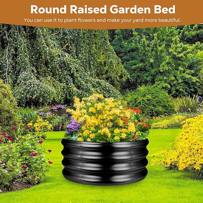 36 Inch Round Galvanized Fire Pit Ring, Round Galvanized Fire Ring, 3 Feet Diameter Round fire Pit, Outdoor fire Pit for Backyard, Camping, Bonfire, Black
