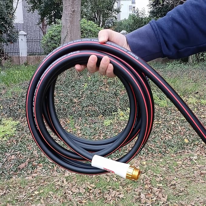 YASQA Heavy Duty Garden Hose 100 ft 5/8 Inch, Contractor's Leak Proof Durable No Kink Easy Coil Flexible Hose Black & water hose 100ft