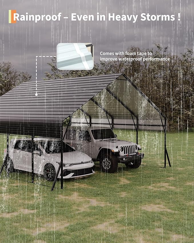 20x20 FT Heavy Duty Metal Carport Kit with Reinforced Frame & Anchor Bolts, for RV, Truck, Boat, Tractor Shelter, 100MPH Wind/35PSF Snow Rating, Easy Assembly